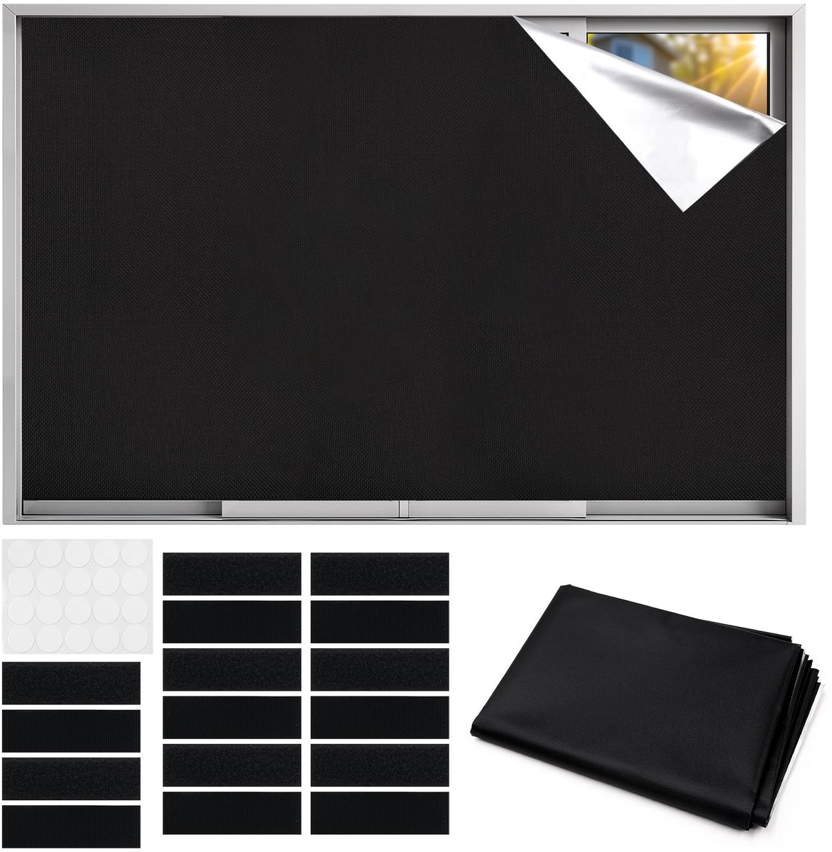 Omgoods - 100% Verduisteringsrolgordijn voor Ramen - Geen Boren - 200 x 145 cm