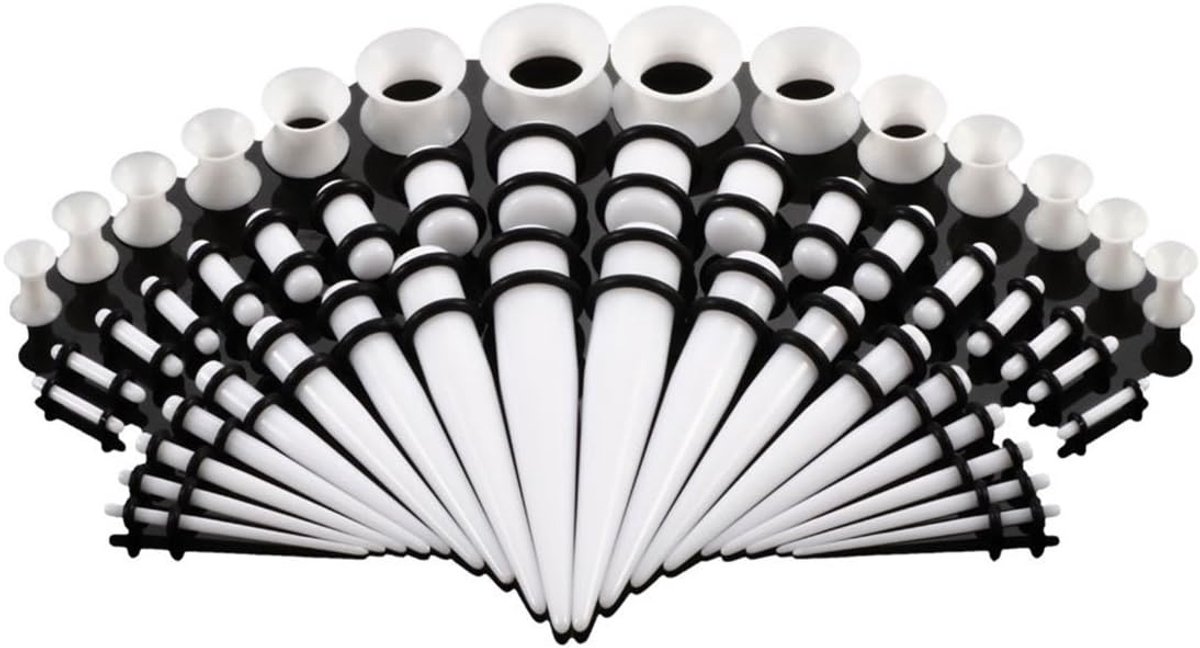 50 stuks oorstretching kit - oorstretchers taps toelopende meter 1,6 mm-10 mm + siliconen tunnels 3 mm-12 mm