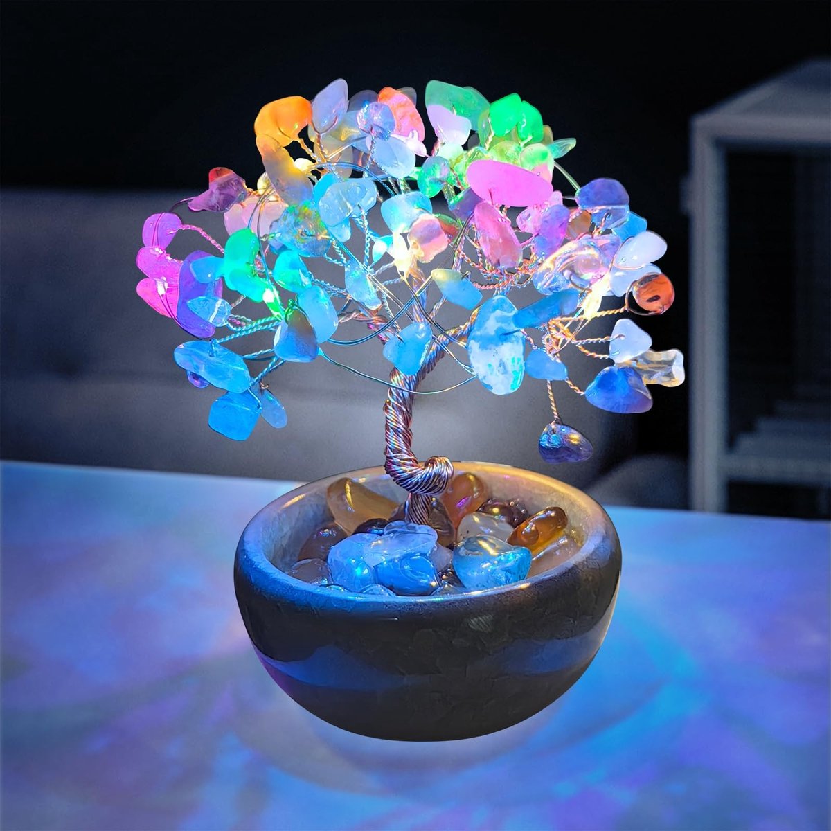 Omgoods - Kristalboom met 7 Chakra's in Keramische Pot
