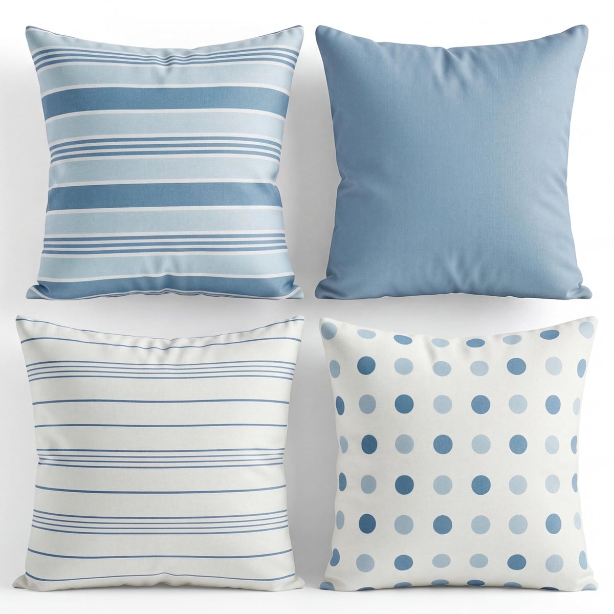 Omgoods - Set van 4 Kussenslopen in Zachte Blauwe Tinten - 45x45cm