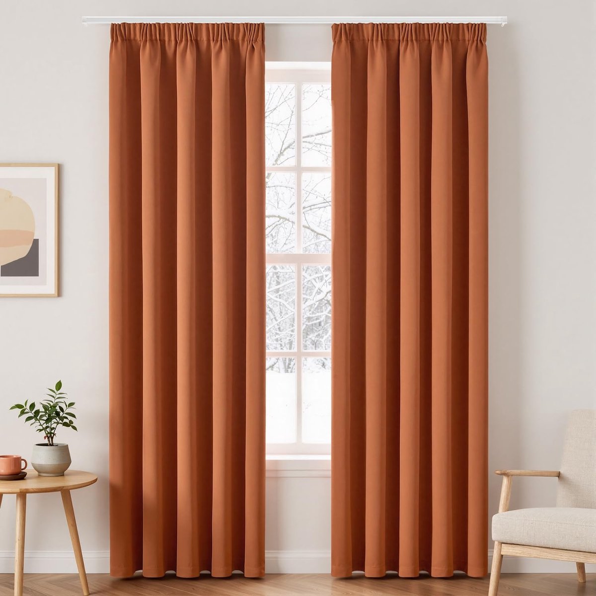 Omgoods - Zwarte Verduisterende Gordijnen met Rimpelband - Terracotta 245 cm Lang
