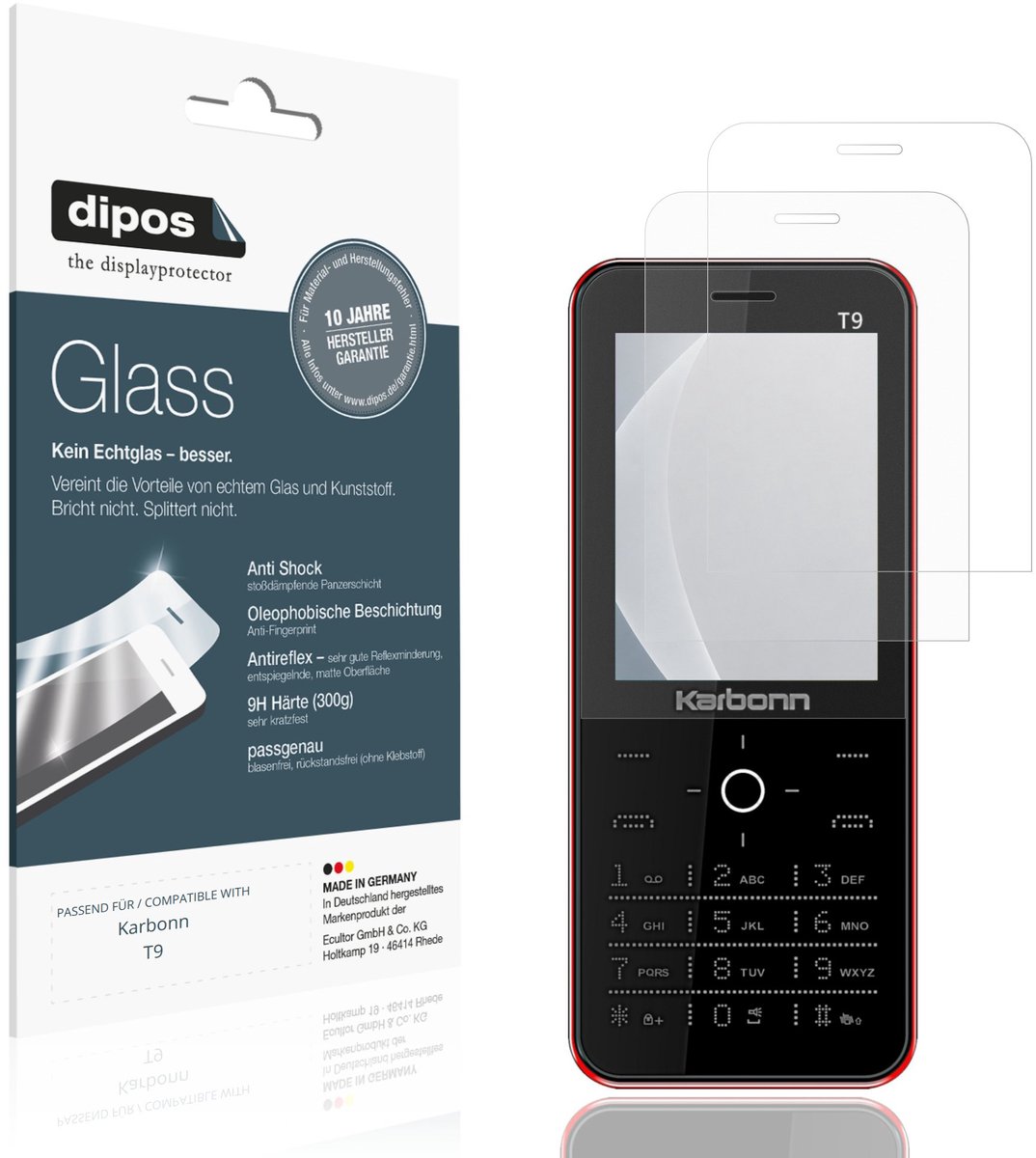 dipos – 2x Matte Pantserfolie geschikt voor Karbonn T9 | 9H Screenprotector