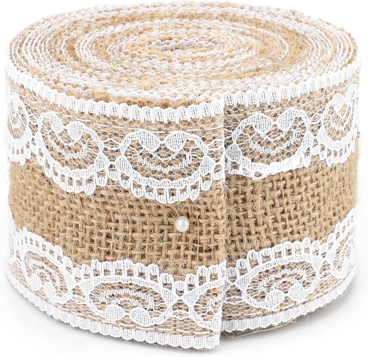 Jute lint met kant, 5 m, vintage, knutselen, jutebanden, breedte decoband, cadeaulint, jute kant, decoratielint voor bruiloft, geschenken, kerstdecoratie