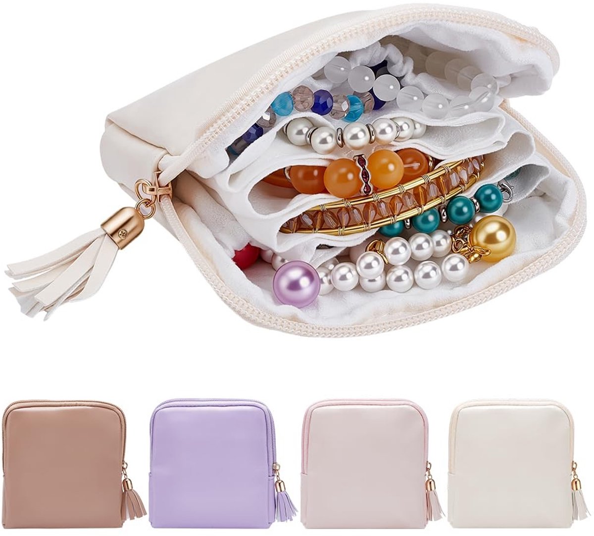 Omgoods - Set van 4 Kleine Sieraden Reistassen met Rits