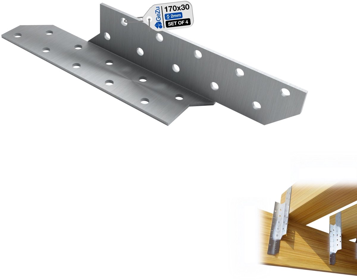 GeZu Impex Sparren Pettenankers Gegalvaniseerd Set van 4 30 x 170 mm L verbinding van dakspanten