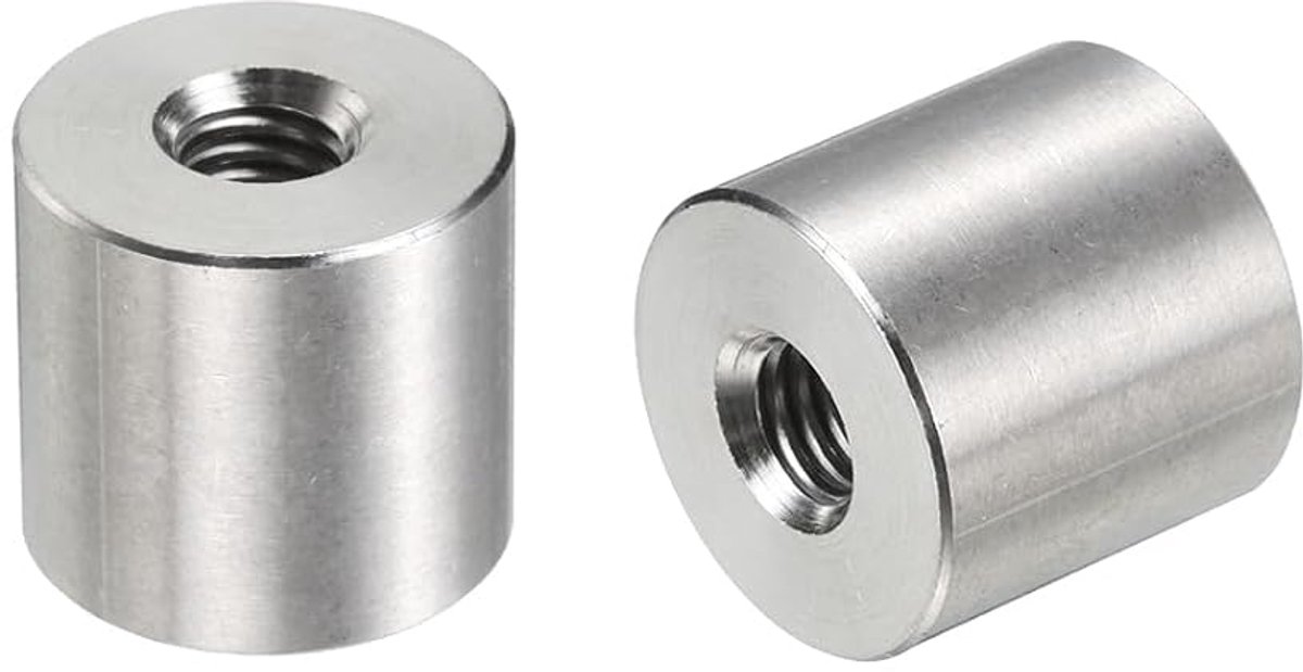 5 stuks M6 ronde verbindingsmoeren, 304 roestvrij stalen koppelingsmoeren 15 mm / 0,6" lengte huls stang penmoer voor houder, M6 x 15 x 16 mm