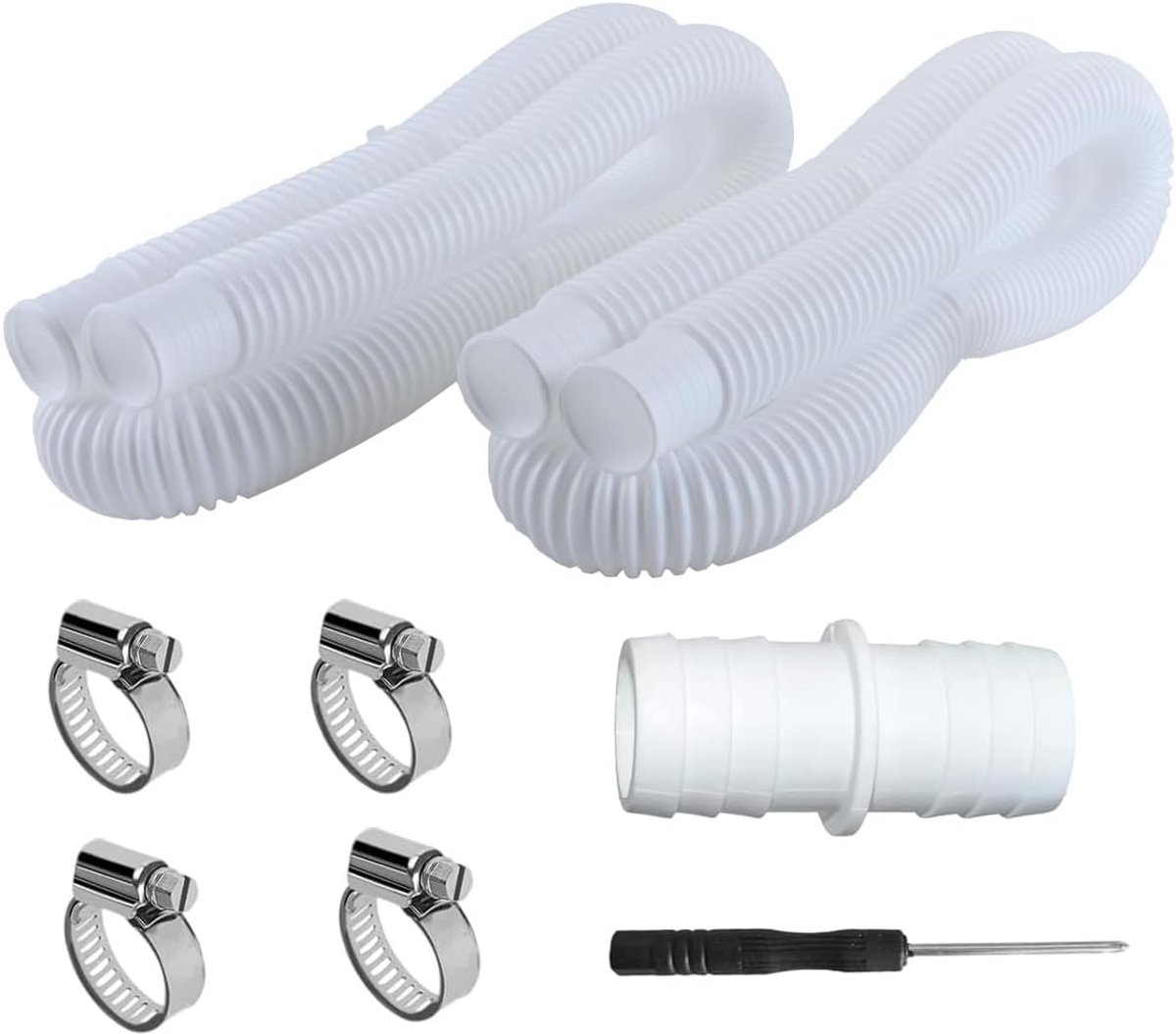1 set zwembadslang 32 mm, 4 veiligheidsclips, 1 connector en schroevendraaier, voor filterpompen en zwembadsystemen