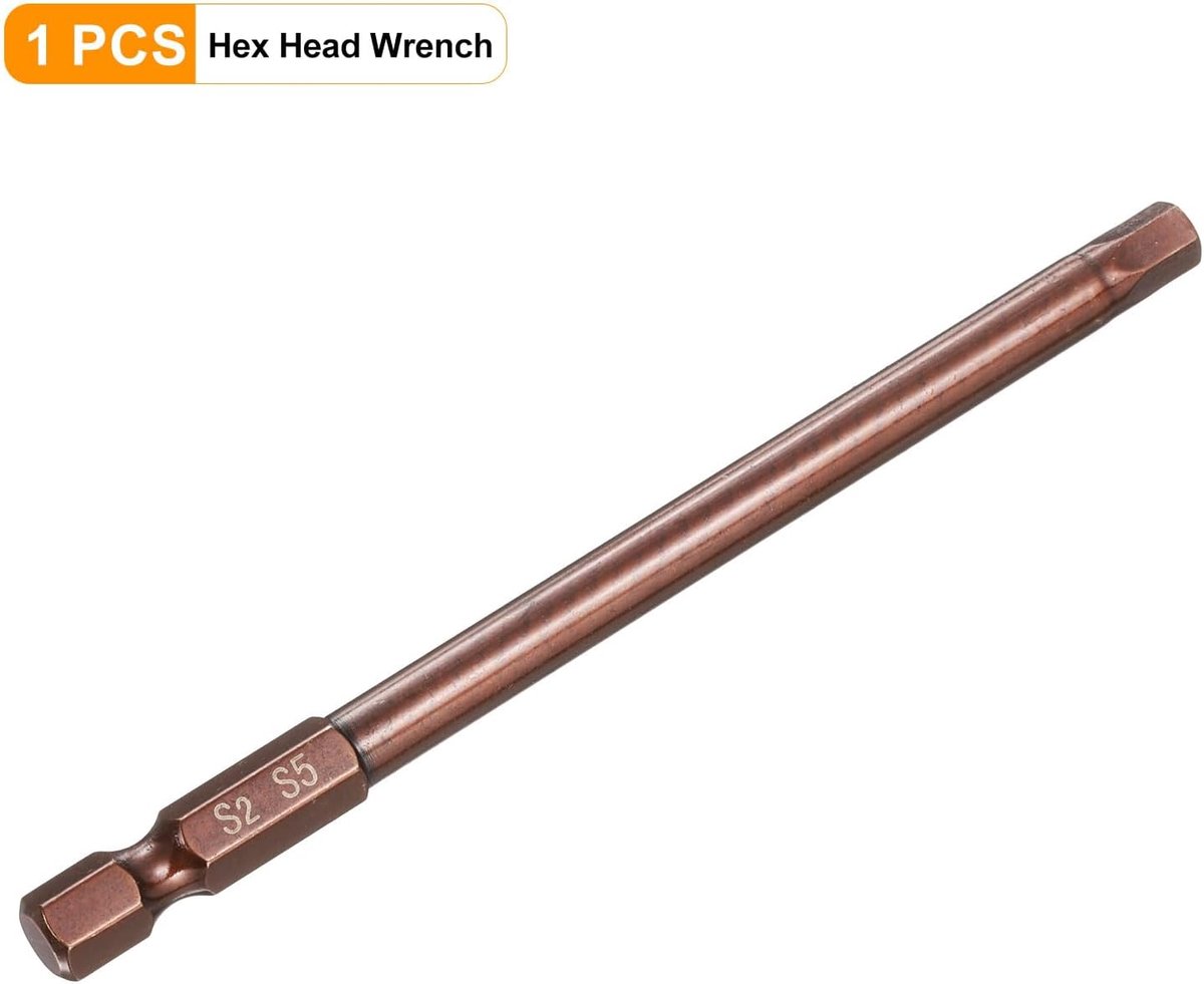 Zeskantige bitset, 5 mm (H5), magnetische hex-schroefbit, 1/4 inch, zeskantige schacht, 100 mm, lengte S2 staal, slagschroevendraaier, bit industriële kwaliteit, hexagon elektrisch