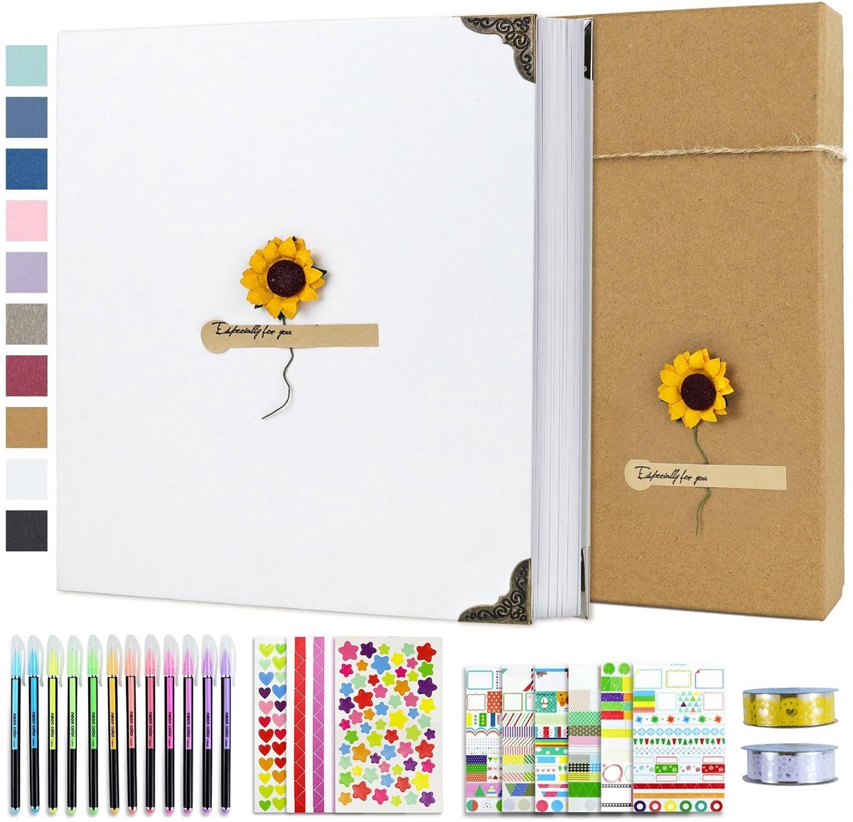 Omgoods - DIY Scrapbook Fotoalbum Kit - 60 Pagina's met Pennen en Stickers