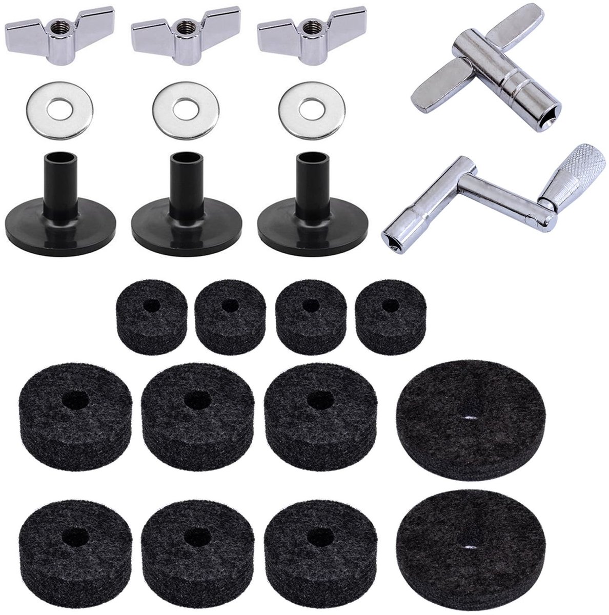 Omgoods- Cymbal Vervangingsaccessoires Set - Cymbal Stand Tubes - Drum Cymbal EVA Pads - Wing Nuts - Wasmachines - Hoogwaardige Materialen - Drumaccessoires