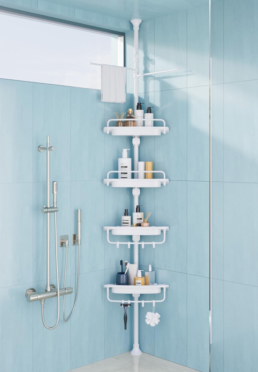 Omgoods - Verstelbare Hoek Douche Caddy met 4 Planken