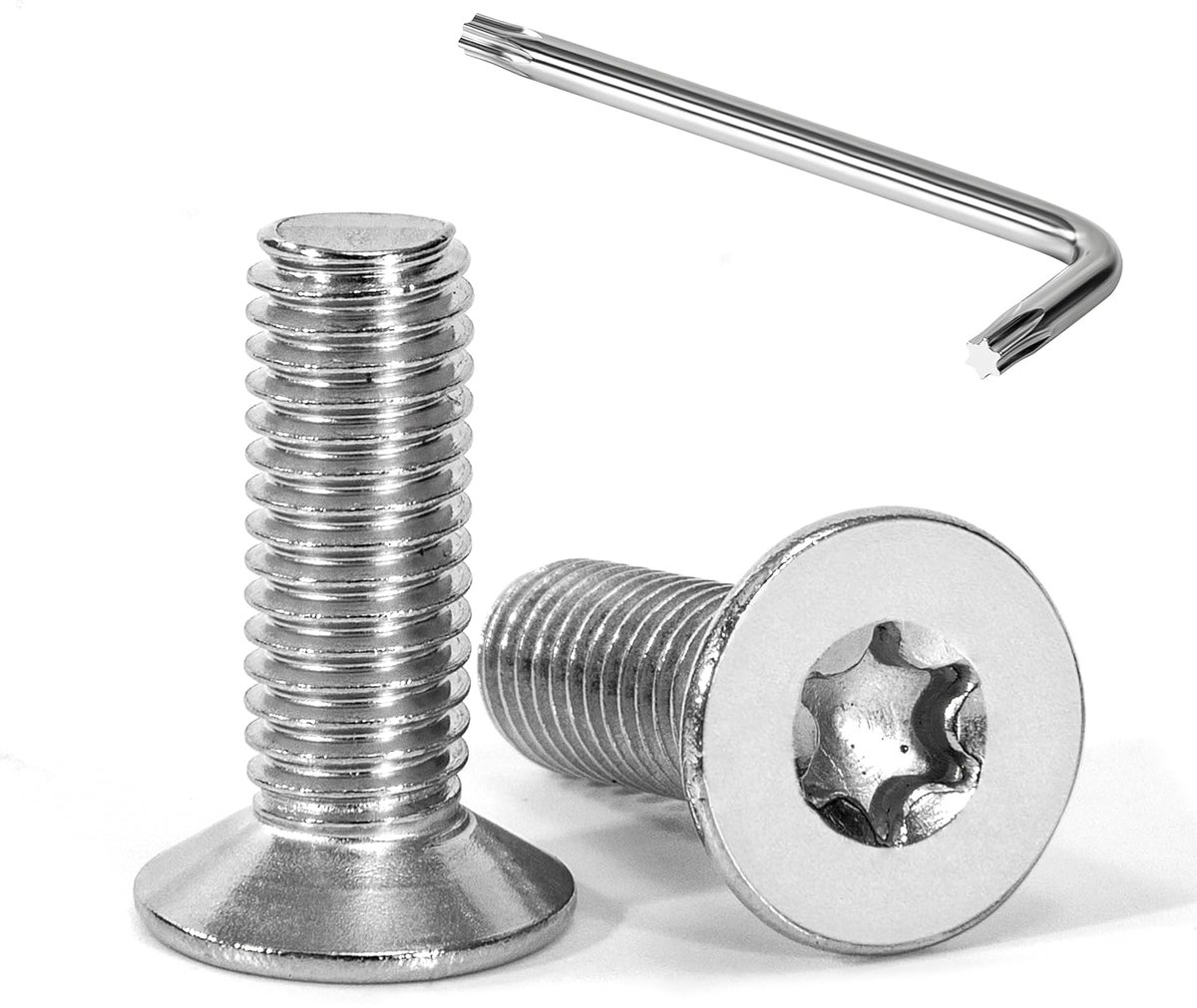 20 stuks verzonken schroeven, Torx M8 x 25 mm, verzonken schroeven, roestvrij staal, A2 V2A, machineschroeven, verzonken kop, binnenzeskant, volledige schroefdraad met T40 inbussleutel