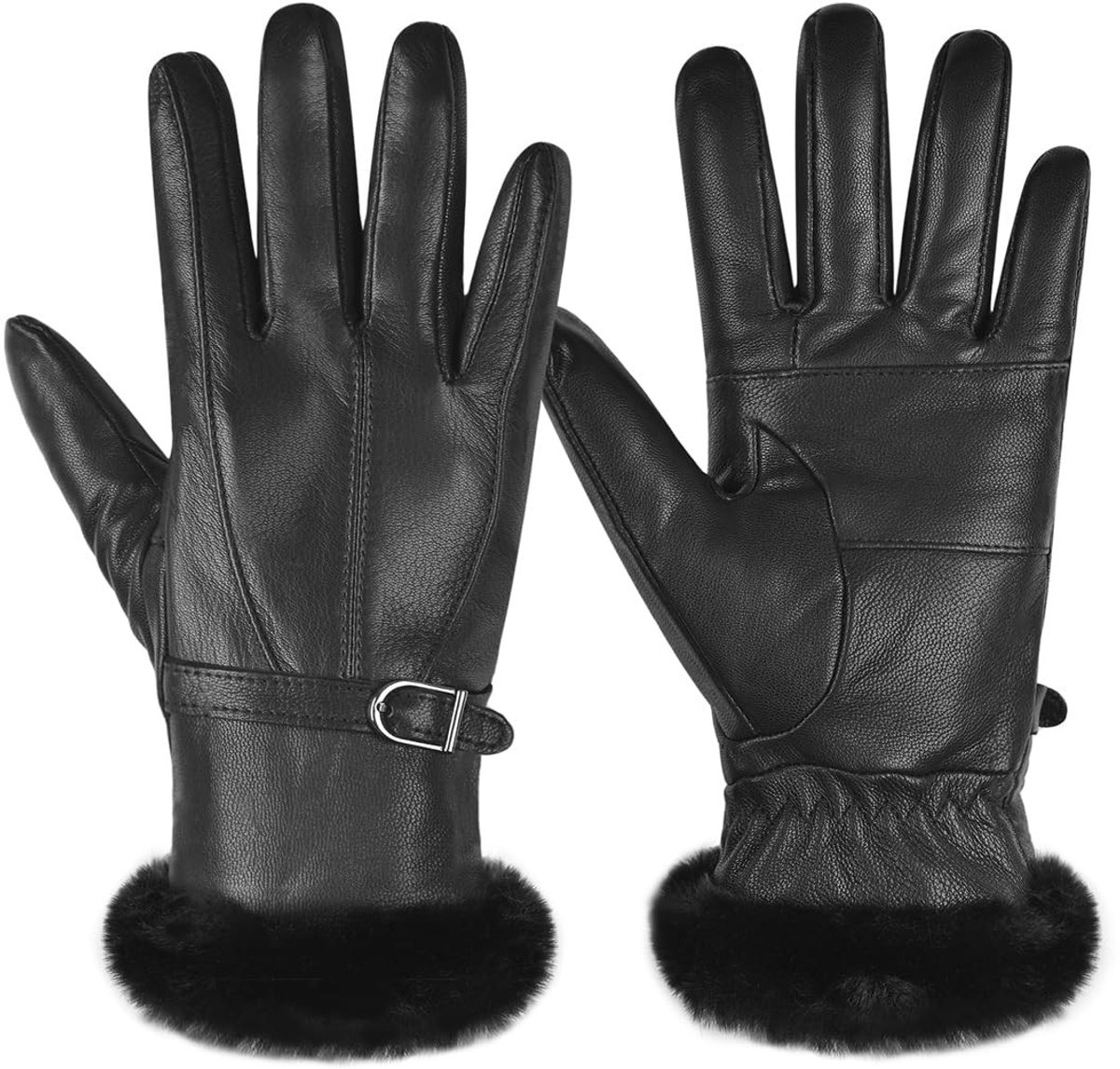 Omgoods - Dames Leren Handschoenen met Bontvoering voor de Winter
