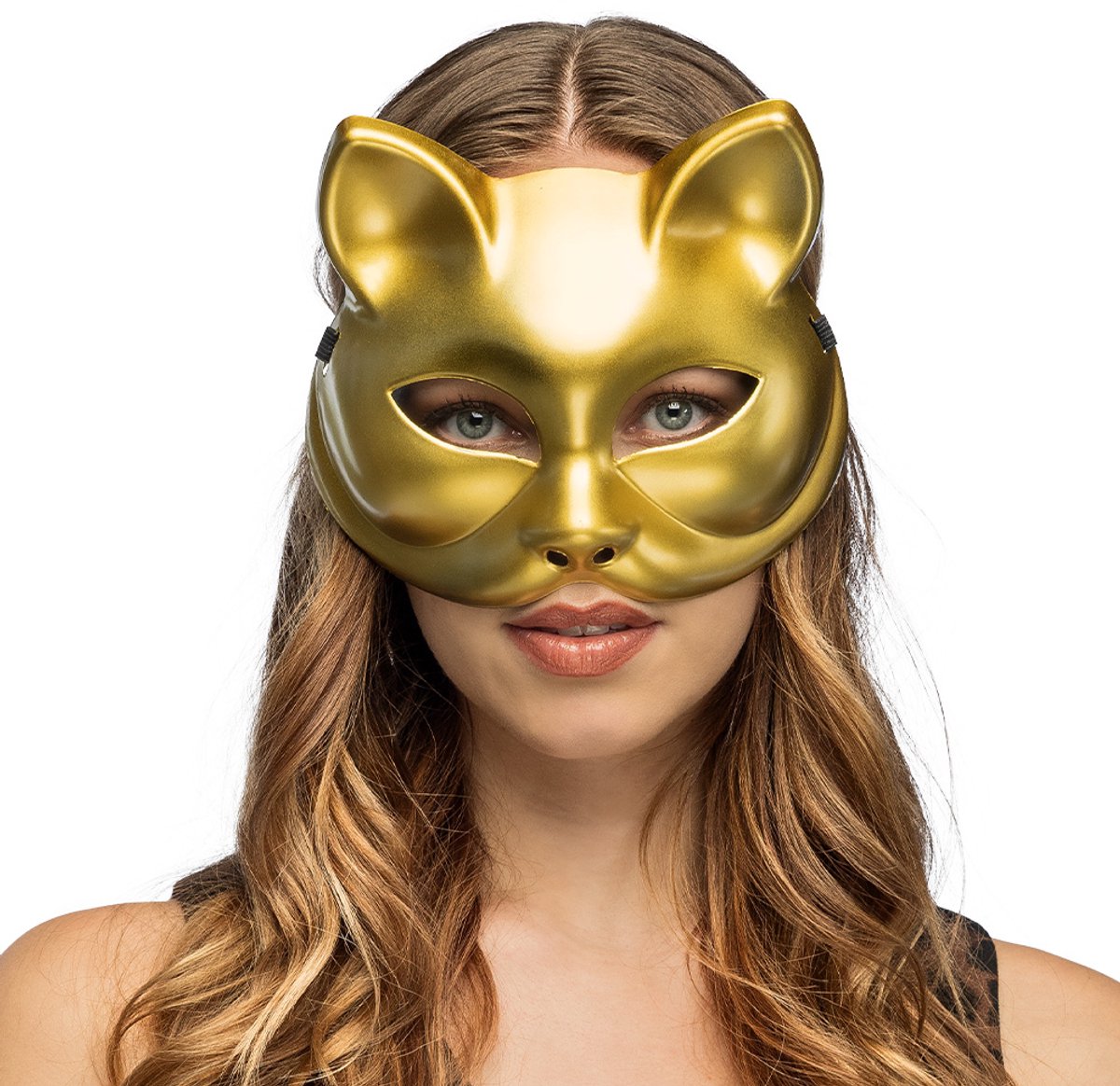 Boland - Masker Kitty goud Goud - Volwassenen - Kat - Grappig en Fout - Carnaval - Themafeest
