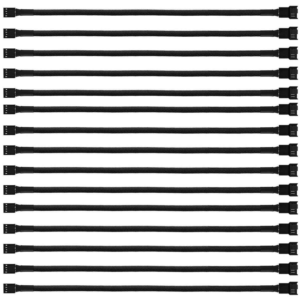15 stuks 4-pins PWM ventilatorverlengkabel, ventilatorkabel, zwart, verlenging 27 cm, 4-polig, pc-ventilator, stroomkabel
