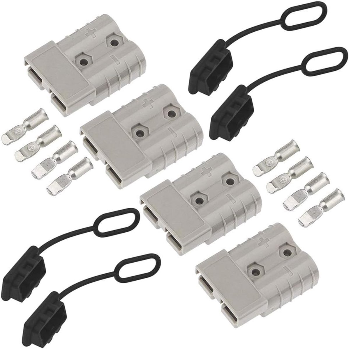 Accuaansluiting 50 A stekker, 50 A 600 V, trekhaak voor kabellier, Quick Connect accu, connector, snelaansluiting, stekker met stofkappen voor auto, camper, caravan