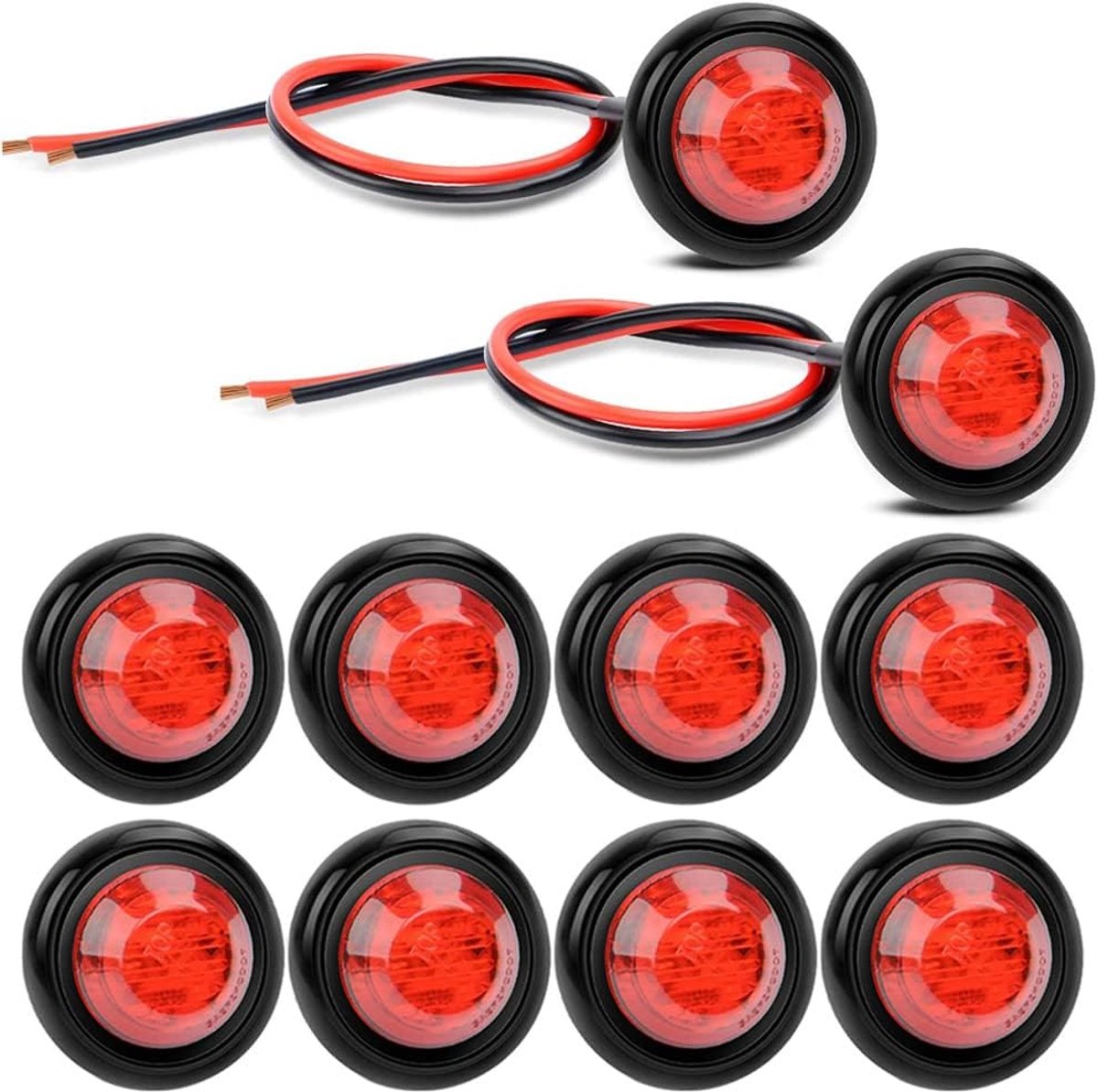 10stks Ronde Klaring LED Voor Achter Side Indicator Bullet Marker Licht voor Truck RV Auto Bus Trailer Van Caravan Boot (12V, Rood)