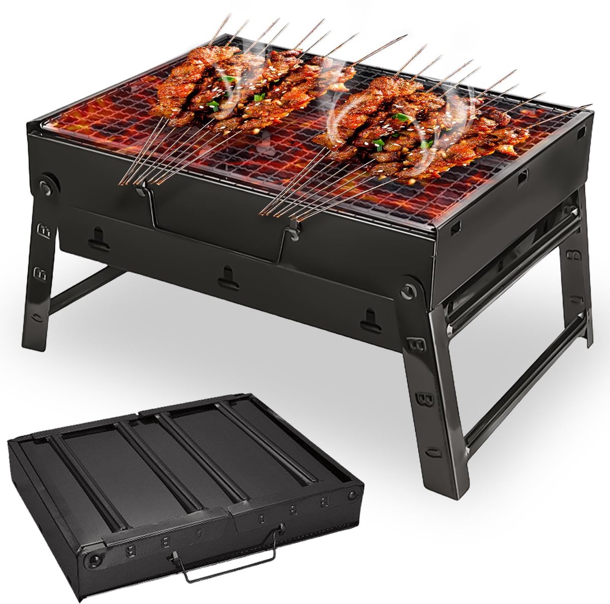 Omgoods - Draagbare Houtskool Grill - Vouwbare Grill voor Camping en Buitenfeestjes