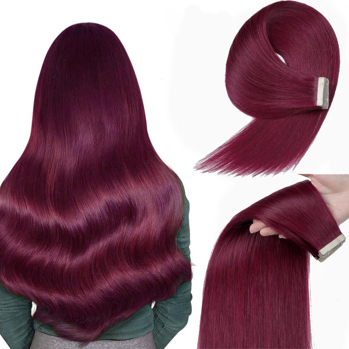Omgoods - Tape In Extensions van Echt Haar - 20 Stuks 40g Burgundy