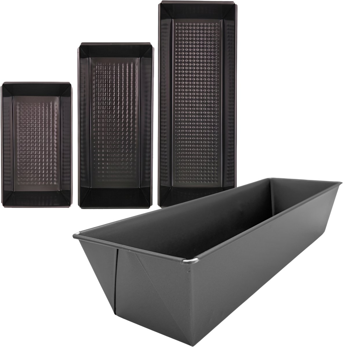 Purepeak Broodbakblik Set 4 Stuks - Broodblik Rechthoekig - 21, 26, 31 & 35 cm - Broodbakvorm - Broodvorm - Bakblik - Cakeblik