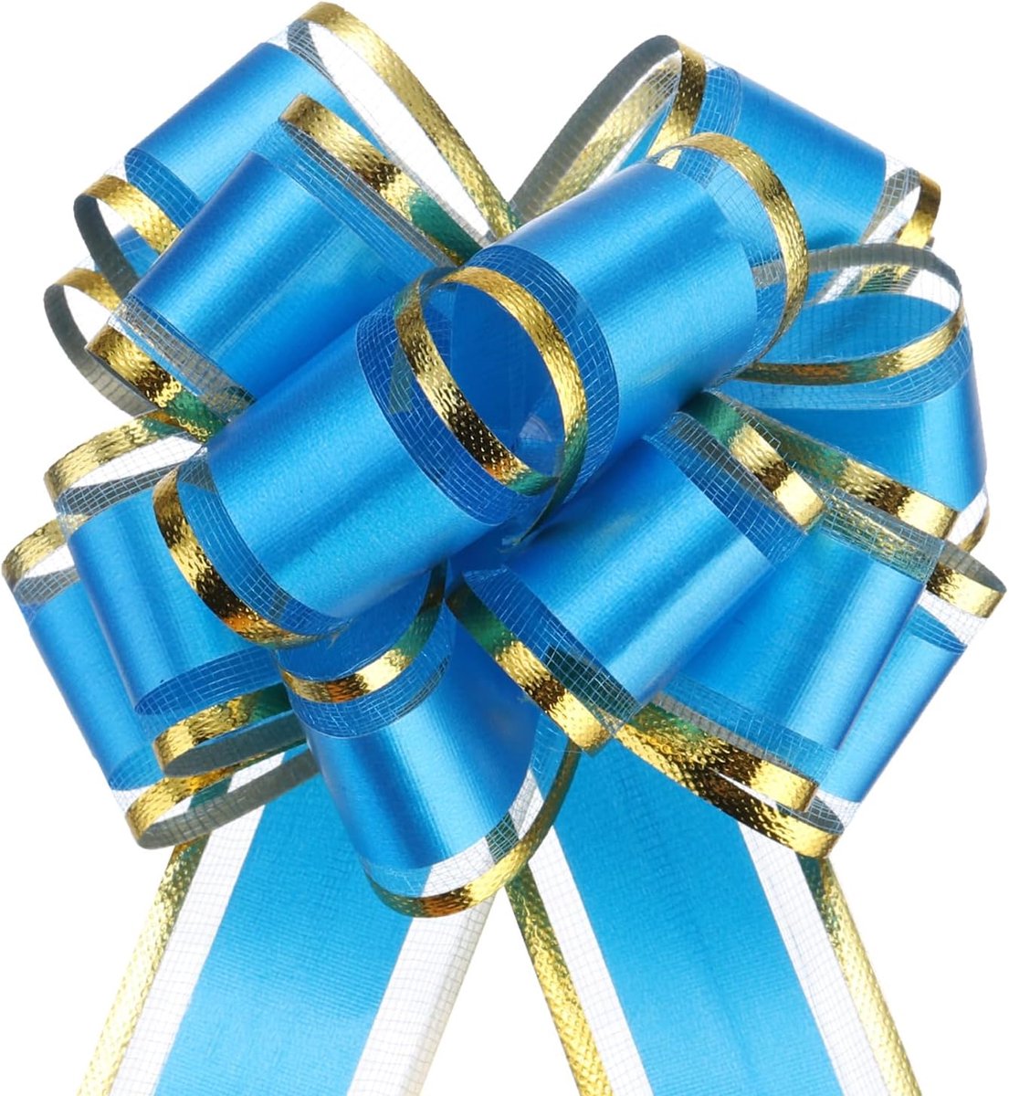 Strikken, groot, goudkleurig, organza geschenkstrikken voor de auto, voor bruiloftsmanden, kerstcadeaus, lichtblauw, 10 stuks
