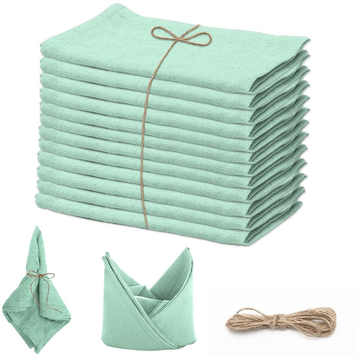 Omgoods - Linnen Napkins Set van 12 - Herbruikbare en Wasbare Stoffen Servetten