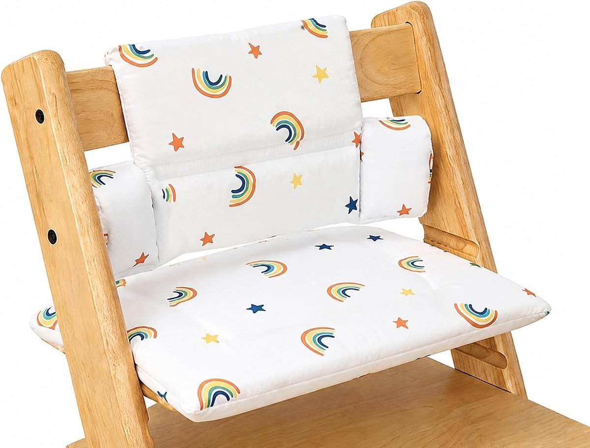 zitkussen voor Stokke Tripp Trapp kinderstoel, 2-delig set van biologisch katoen met waterdichte gelamineerde coating, gemakkelijk schoon te maken & afneembaar, wasbaar in de wasmachine