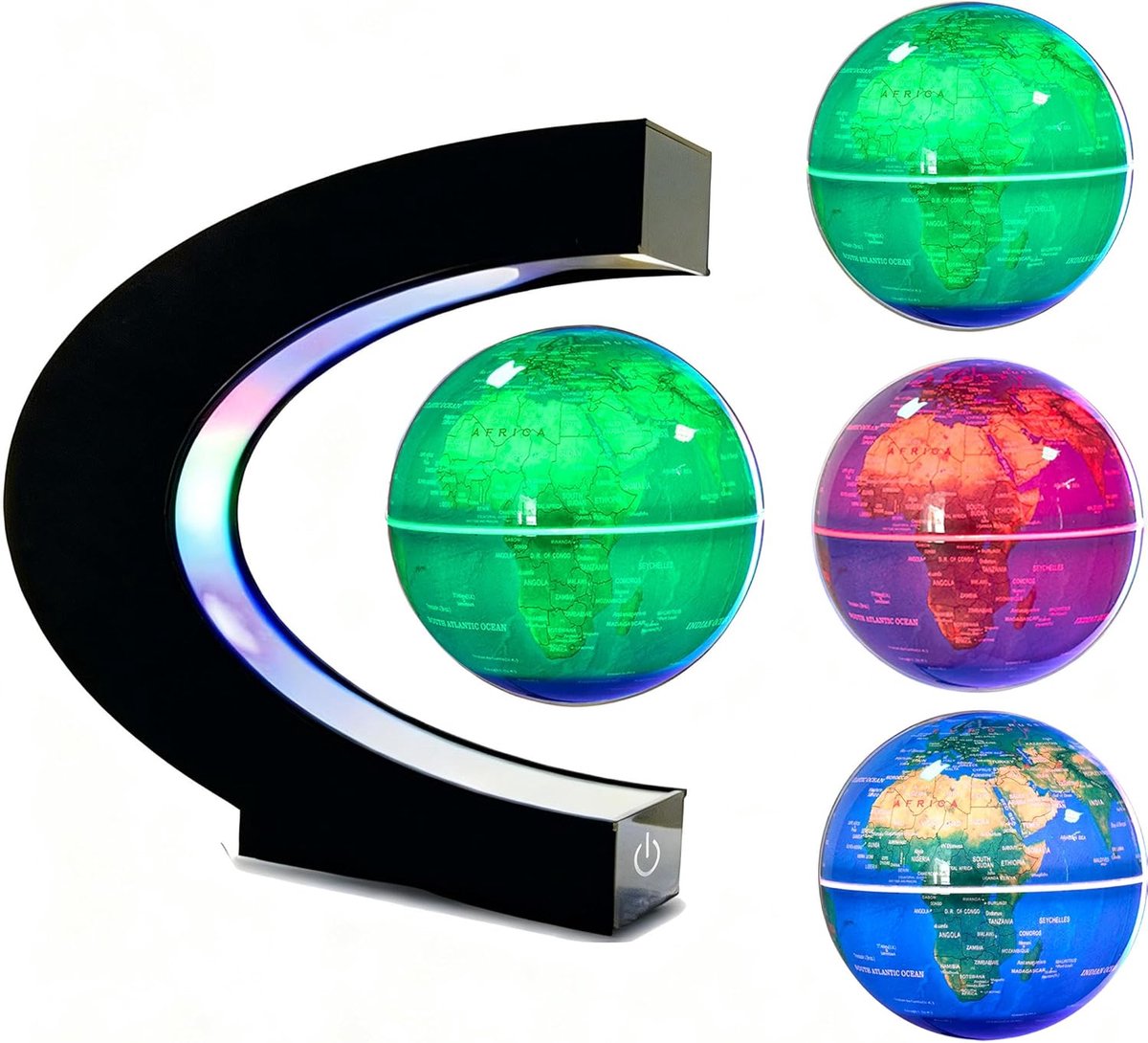 Magnetische zwevende wereldbol met 7,8 cm (7,8 cm) led-licht en touch-schakelaar, draaibare wereldbol voor kantoor, studie en thuis, cadeau-idee