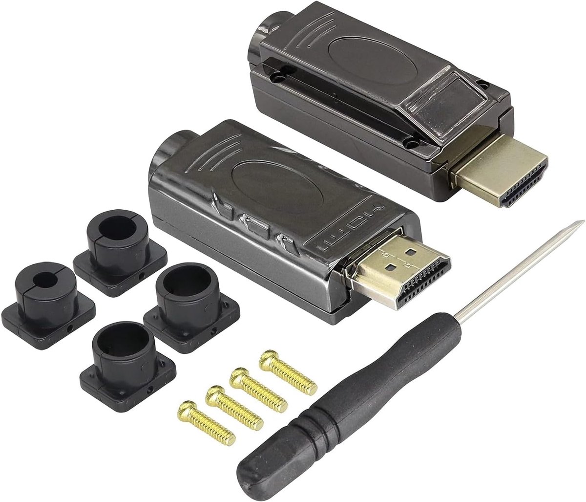 mannelijke soldeerloze module stekker aansluitdoos HD-kabel connector signaalmodule met metalen omhulsel adapter. Compatibel met mobiele telefoons, computers, televisies, etc (2 stuks