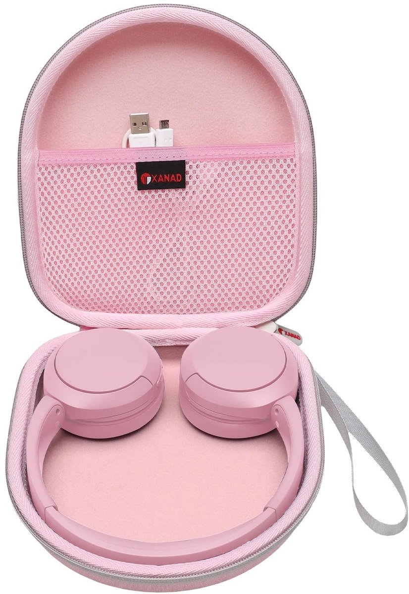 Omgoods - Hardcase opbergtas voor Sony WH-CH520 koptelefoon - Draagbare beschermhoes in roze