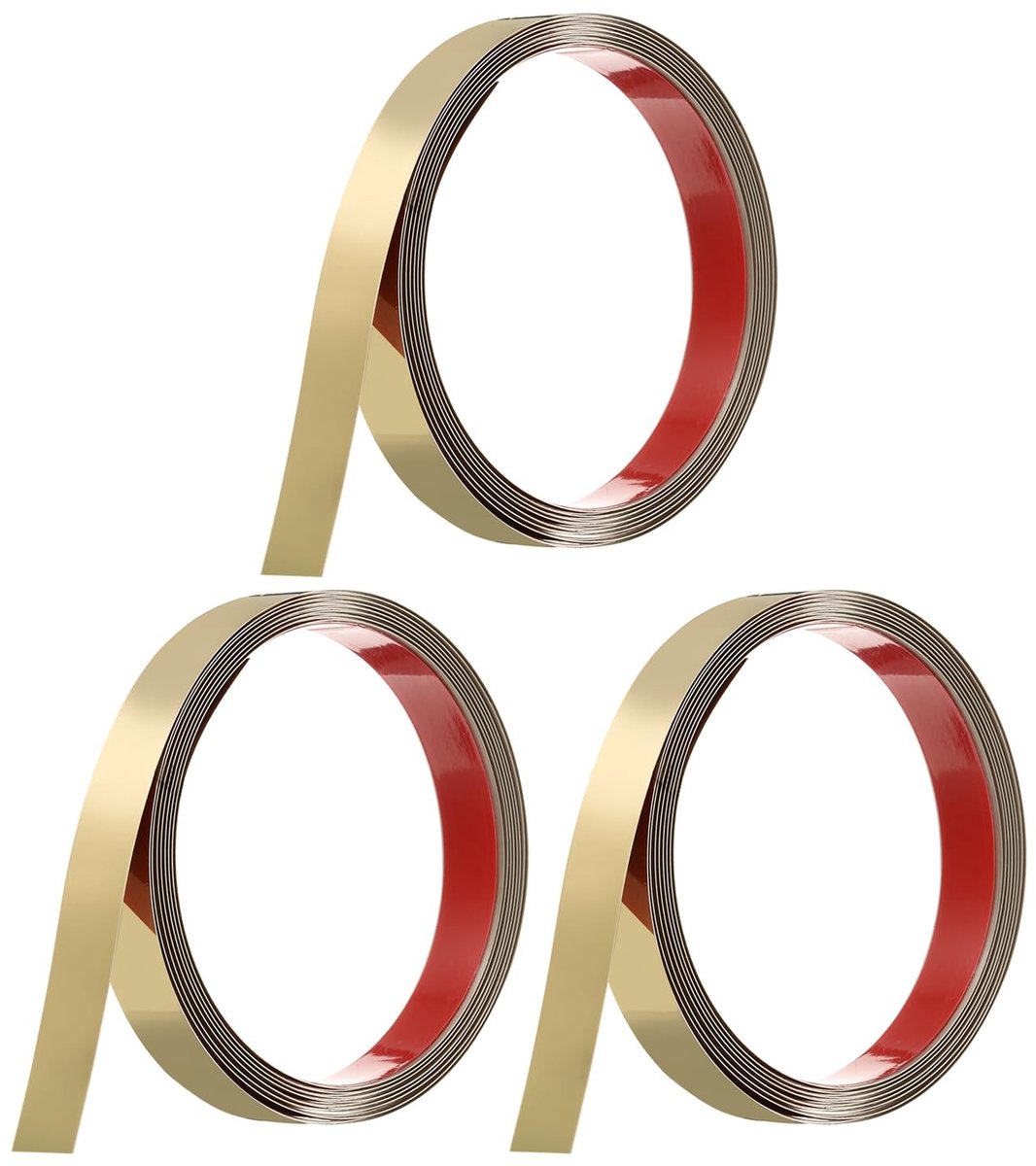 Omgoods - Roestvrijstalen Peel and Stick Wandlijst - 3 Stuks Goudkleurig