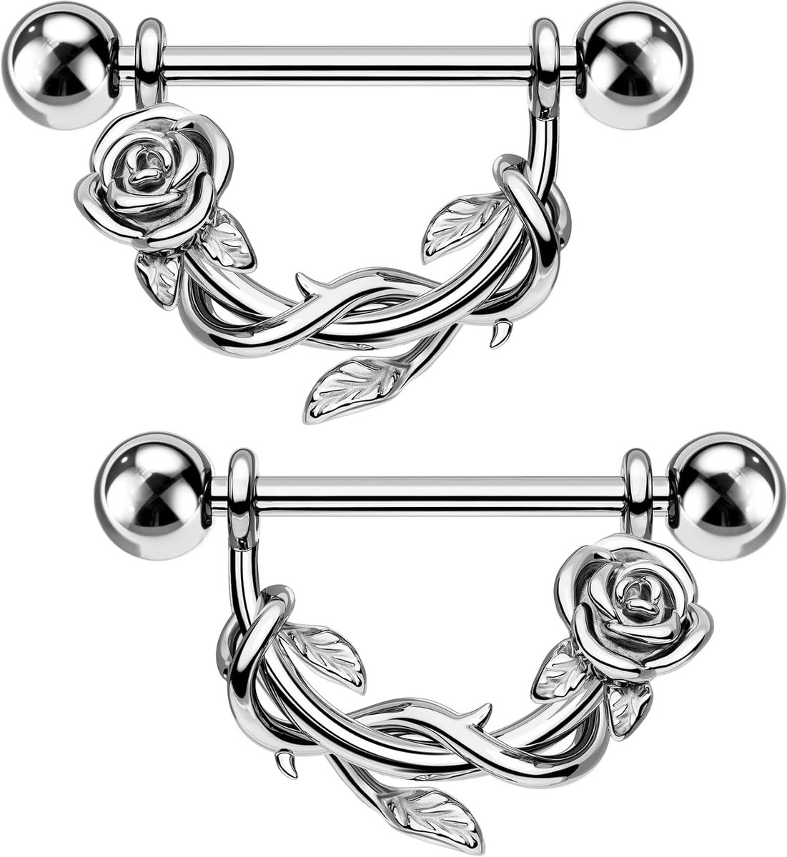 Body Piercing 14G Nipple Piercing Bar Jewellery 316L Stainless Steel 14mm Barbell Hypoallergenic Nipple Rings for Women Men Fresh Healed Piercings