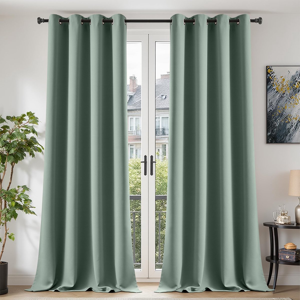 Omgoods - Opaque Blackout Gordijnen 260 x 140 cm - Set van 2 in Saliegroen