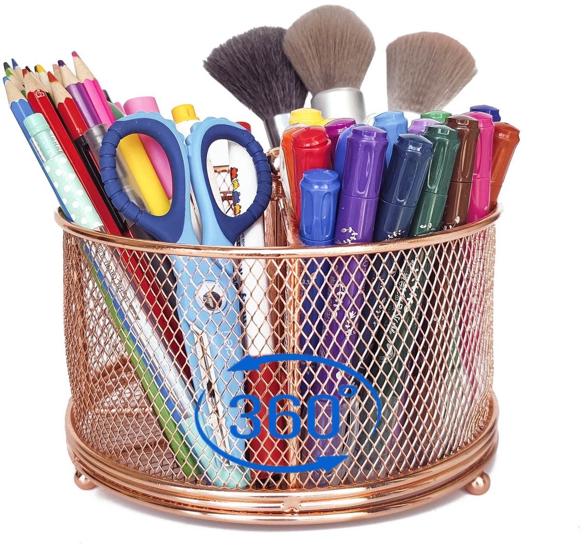 Omgoods - Rotating Desk Organizer met 4 Compartimenten - Multifunctionele Pennenhouder