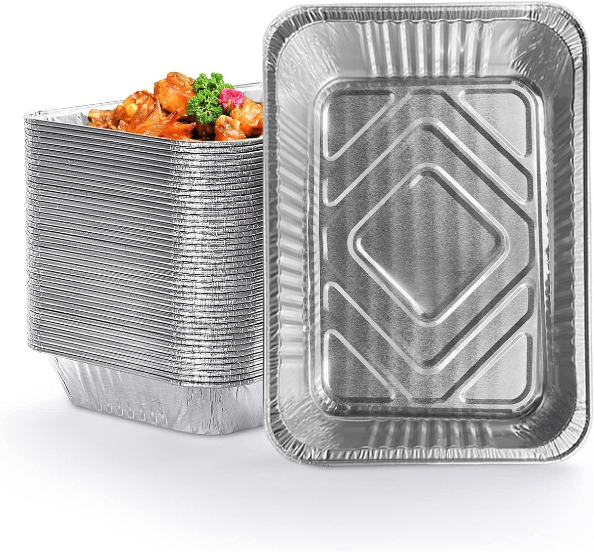 Grillschalen - Grote Lekbak 30 Stuks, 1000 ml, Herbruikbaar Voor Bakken, Braden, Koken | 23 x 17 x 4 cm | 23 x 17 x 4 cm, inhoud 1000 ml, zonder deksel, voor bakken en grillen