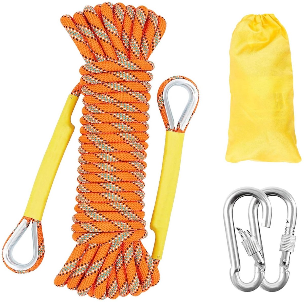 Omgoods - Klimtouw 12mm Outdoor Rope - Statistisch Klimtouw van 30m met 2 Stalen Haken voor Veilig Klimmen