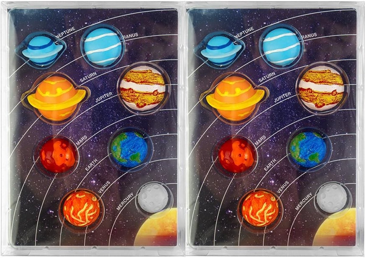 Omgoods - Set van 16 Decoratieve Zonnestelsel Magneten - Kleurige Fridge Magneten van Planet Earth en Mars