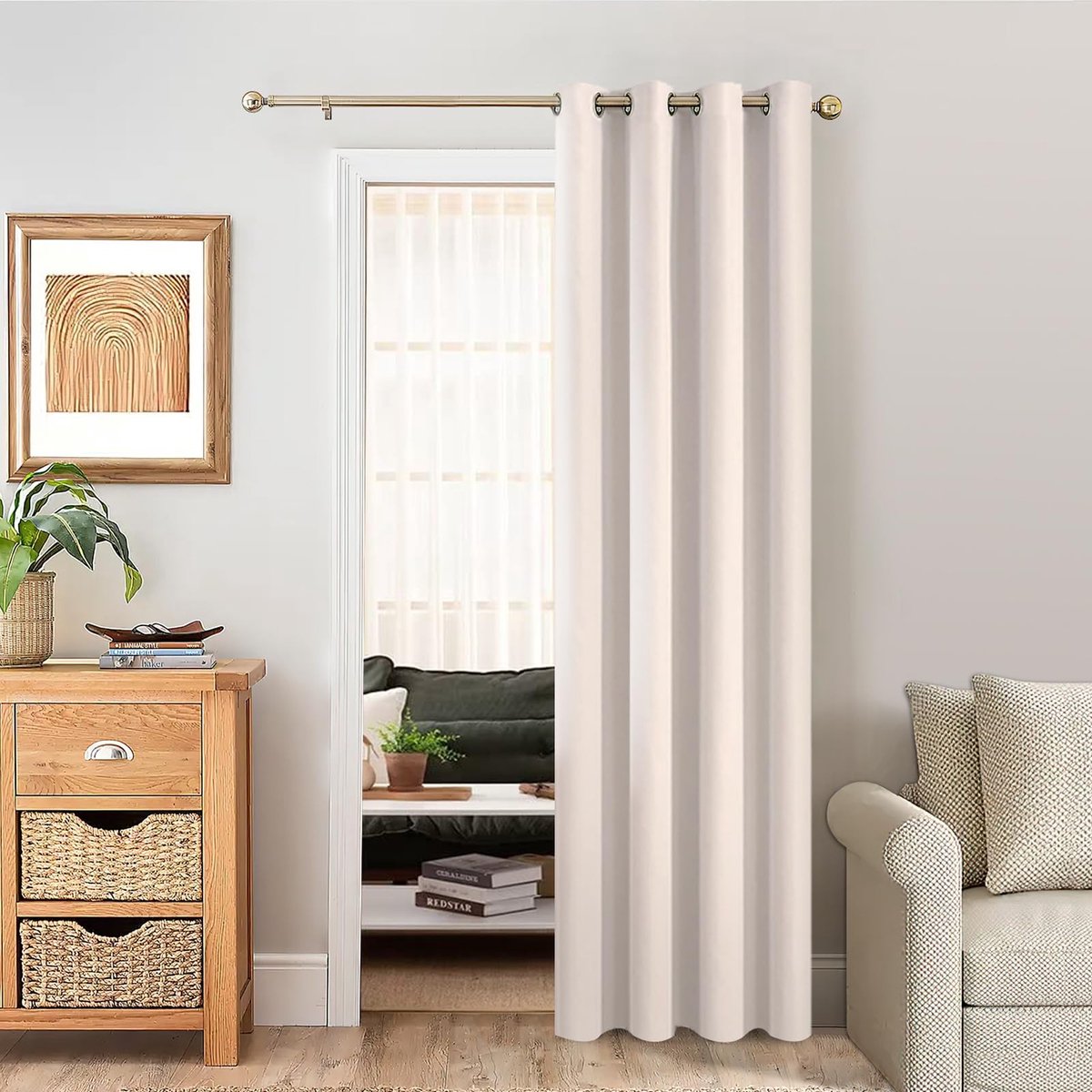 Omgoods - Opaque Gordijn met Oogjes - Blackout Beige 270 x 140 cm voor Warmte-isolatie