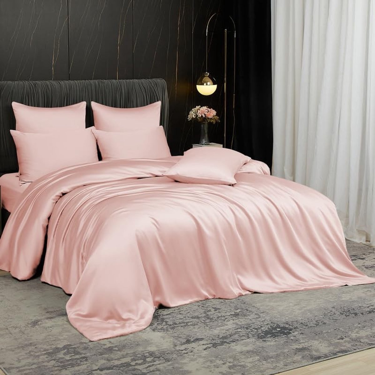 Omgoods - Bamboe Dekbedovertrekset 135x200 cm Lichtroze Antibacterieel