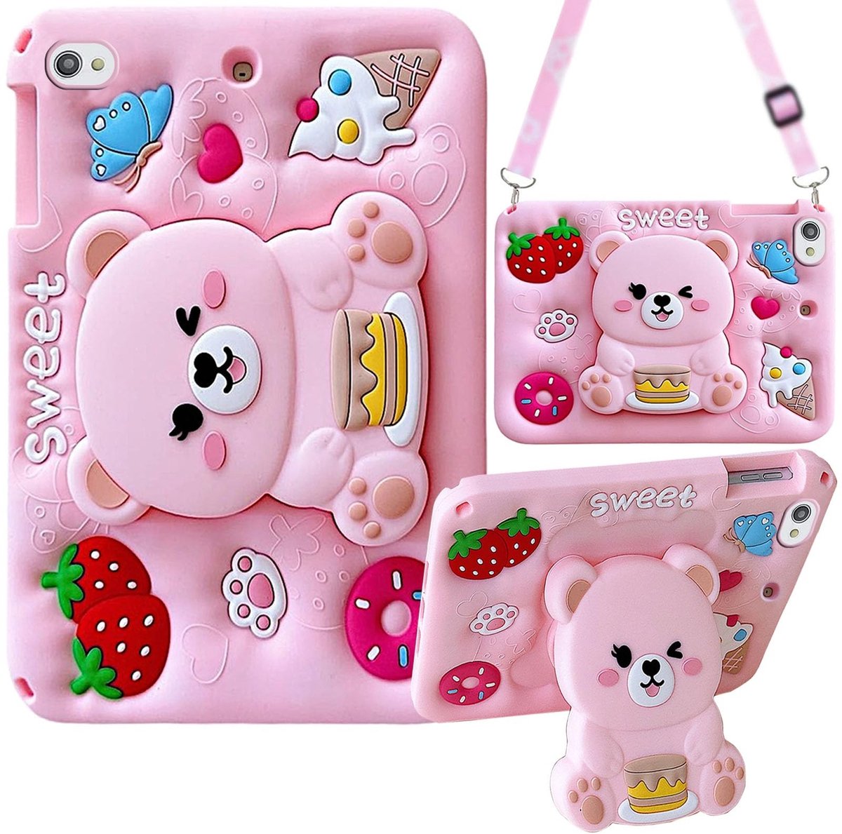 Omgoods - Kids Case voor iPad 9.7 Inch (6e/5e Gen) met Schouderband - Ultralicht en Shockproof