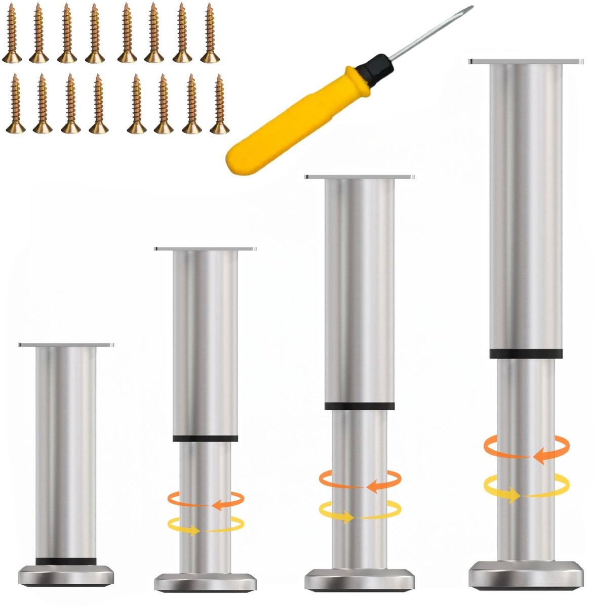 Omgoods - Verstelbare Meubelpoten - Stalen Poten voor Sofa en Tafel (12-18cm)