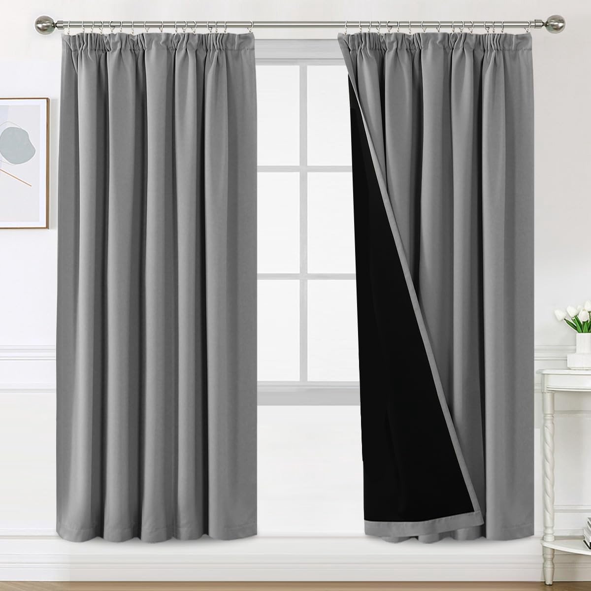Verduisteringsgordijnen - Verduisterend gordijn - Slaapkamer Rust - 100% Schaduw - 2 stuks 140x240 cm - Grijs