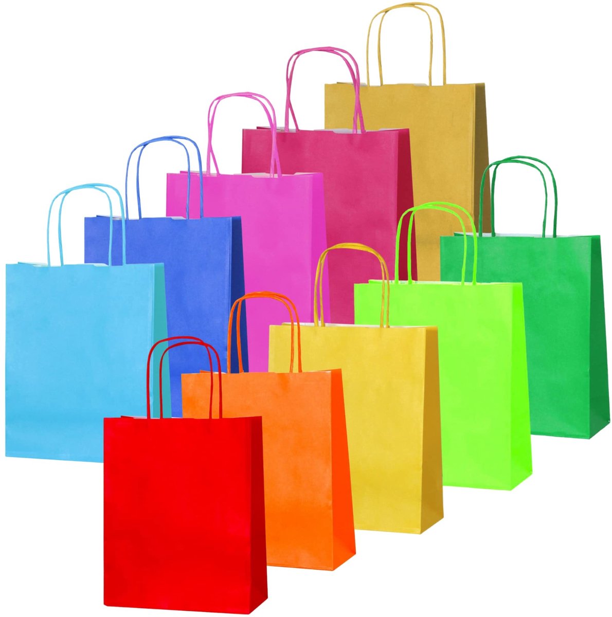 Omgoods - 40 Kleurige Papieren Cadeau Tassen met Handvatten - 18x22x8cm voor Feestjes en Verjaardagen