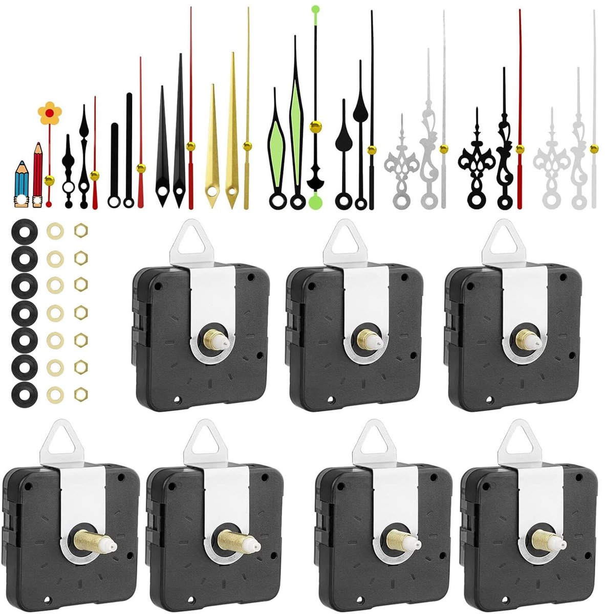 Omgoods - Leikurvo 7 Delen Uurwerk Set - Geruisloze Quartz Beweging voor DIY Klokken