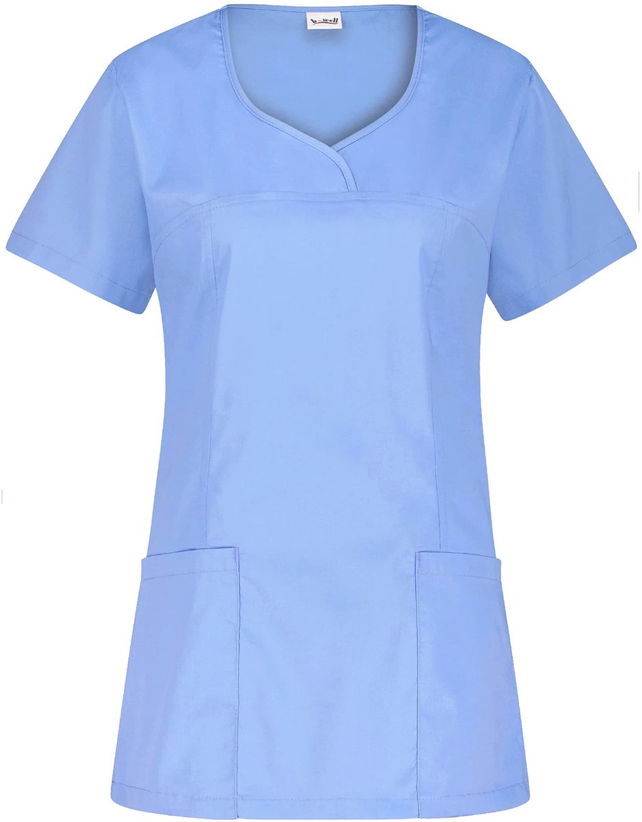 Omgoods - B-well Vrouwen Kazak - Korte Mouw V-hals Werk Kleding