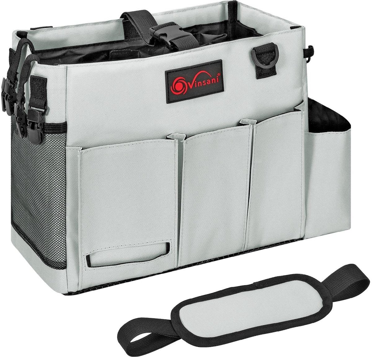 Omgoods - Multifunctionele Schoonmaak Caddy met Handvat en Verstelbare Riemen - Lichtgrijs