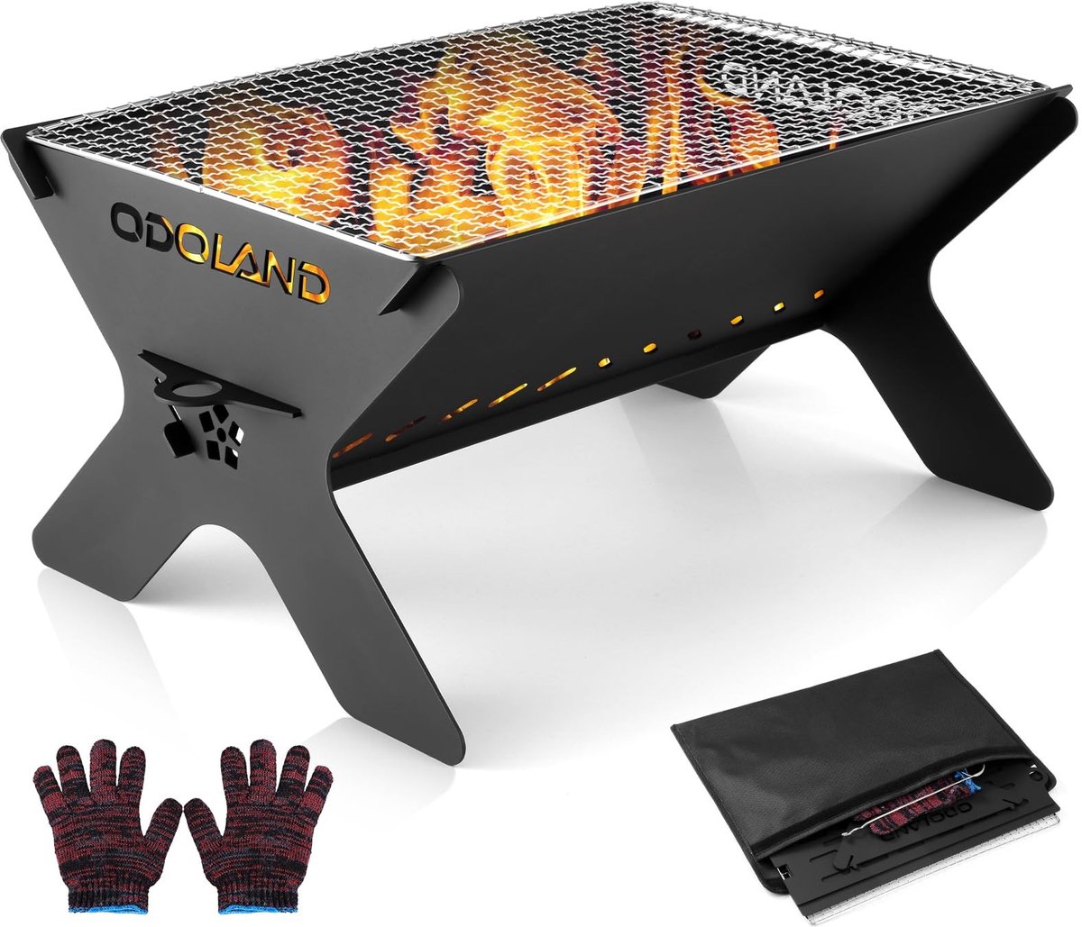 Omgoods - Camping Fire Pit - Draagbare Houtgestookte Vuurschaal en Grill