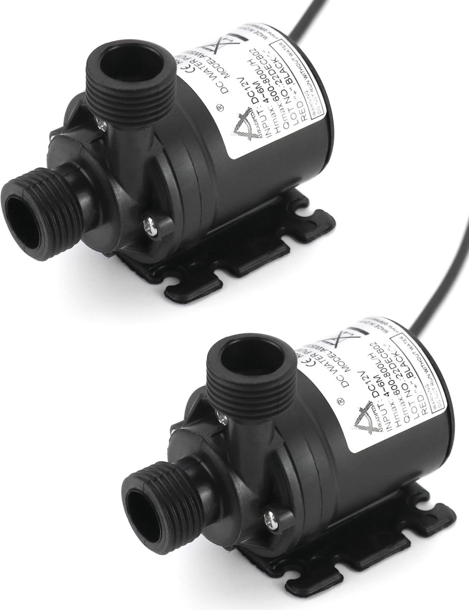 Omgoods - 2 Stuks DC 12V Waterpomp met Brushless Motor