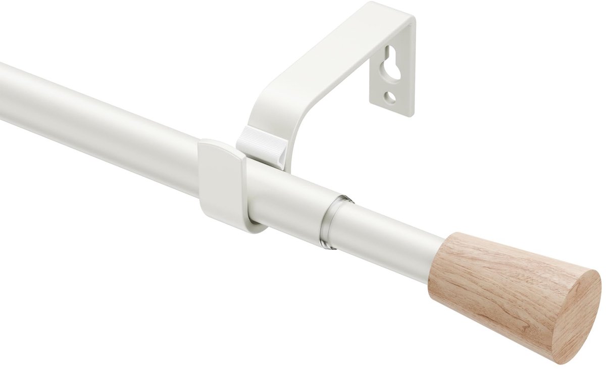 Omgoods - Uittrekbare Witte Gordijnroede 76-135cm - Inclusief Bevestigingsset voor Ooggordijnen