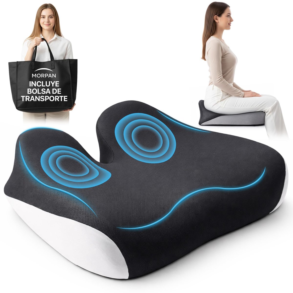 Omgoods - Ergonomisch Zitkussen voor Bureaustoel - Verwijderbare Hoes